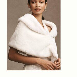 BHLDN Maxime Satin-Lined Faux Fur Wrap (Light Pink, Small)